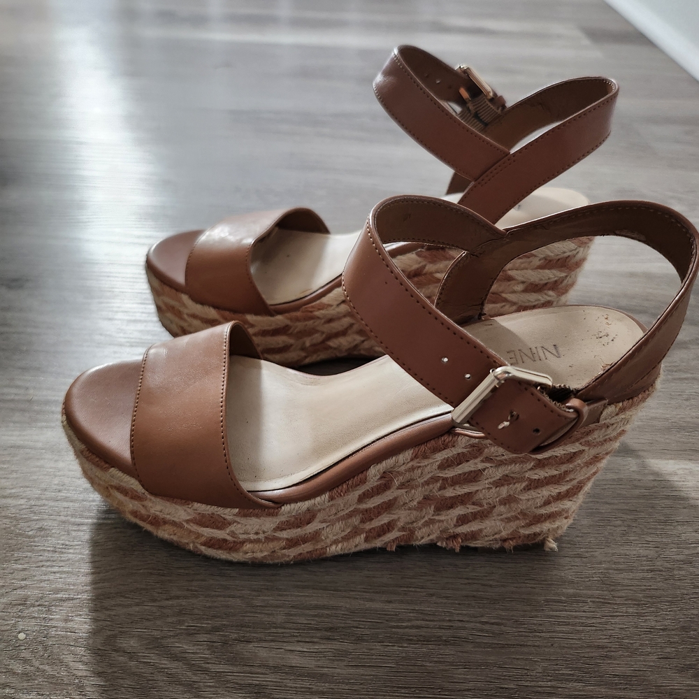 Nine West Brown Wedge Sandals